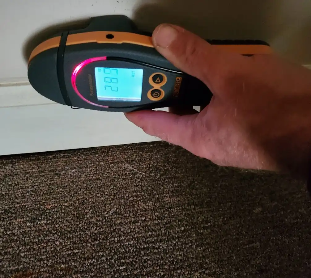 Moisture detection at baseboard during Sewage Cleanup & Sanitation in Hermosa Beach